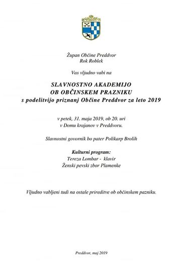 Slavnostna akademija ob prazniku Občine Preddvor