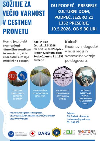 SOŽITJE ZA VEČJO VARNOST V CESTNEM PROMETU