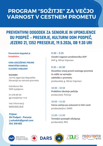 SOŽITJE ZA VEČJO VARNOST V CESTNEM PROMETU