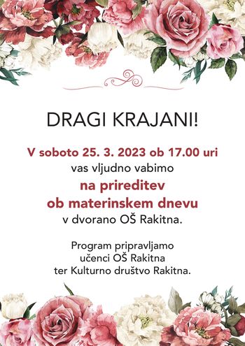 PRIREDITEV OB MATERINSKEM DNEVU