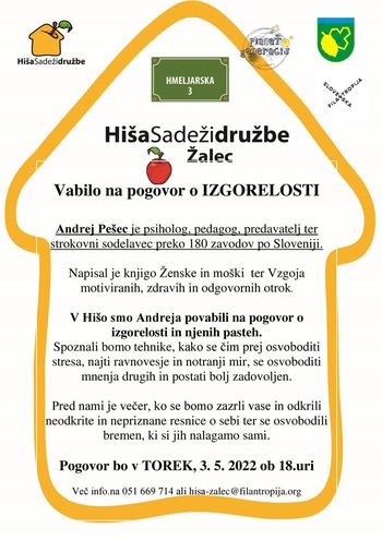 VABILO NA POGOVOR O IZGORELOSTI Z ANDREJEM PEŠCEM