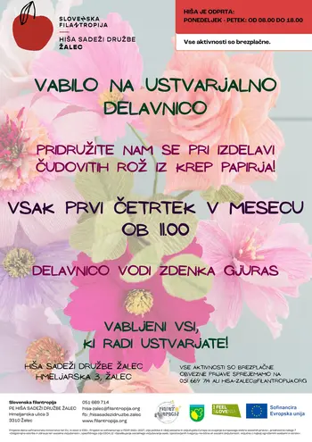 USTVARJALNA DELAVNICA ROŽ IZ KREP PAPIRJA