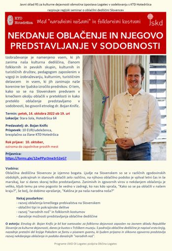 JSKD Razpis / SEMINAR O OBLAČILNI DEDIŠČINI SLOVENCEV