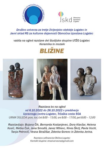 BLIŽINE, razstava keramike članic Društva UTŽO Logatec