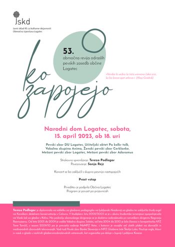 KO ZAPOJEJO, 53. območna revija odraslih pevskih zasedb