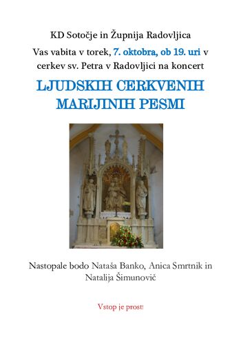 KONCERT LJUDSKIH CERKVENIH MARIJINIH PESMI