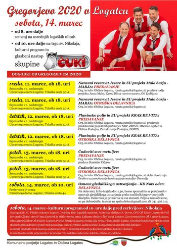 Prireditev je odpovedana: Gregorjevo v Logatcu 2020 Prireditev je odpovedana: Gregorjevo v Logatcu 2020