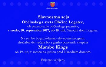 Bogat kulturni program ob Občinskem prazniku občine Logatec ter zabava s skupino Mambo Kings
