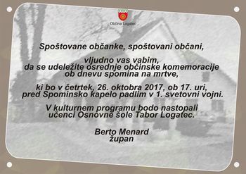 Osrednja občinska komemoracija ob dnevu spomina na mrtve