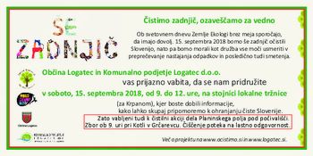 Logatec se pridružuje akciji Očistimo Slovenijo 2018