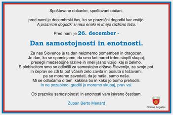 Voščilo ob Dnevu samostojnosti in enotnosti 