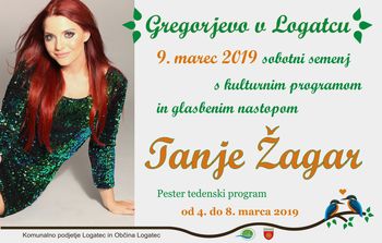 Gregorjevo 2019 v Logatcu - sobotni sejem, kulturni program in glasbeni nastop Tanje Žagar