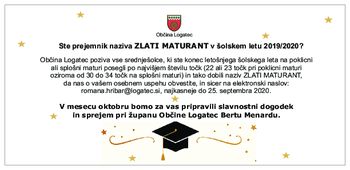 Ste prejemnik naziva Zlati maturant v šolskem letu 2019/2020?