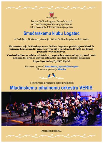 Slavnostni dogodek ob praznovanje občinskega praznika Občine Logatec letos malo drugače