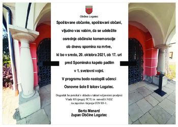 Osrednja občinska komemoracijo ob dnevu spomina na mrtve 2021