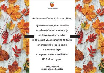 Osrednja občinska komemoracija ob dnevu spomina na mrtve 2024