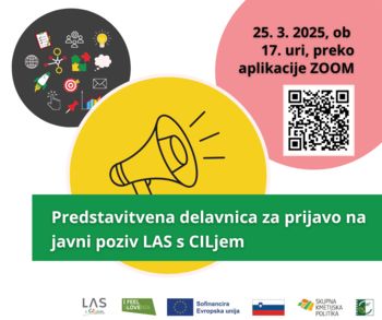 Vabilo na ZOOM predstavitveno delavnico za prijavo na javni poziv LAS s CILjem