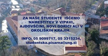 Iščemo nastanitve za študente Univerze v Novi Gorici