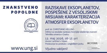 Znanstveno popoldne - Raziskave eksoplanetov, pospešene z vesoljskimi misijami: karakterizacija atmosfer eksoplanetov