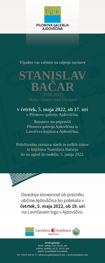 Razstava starih in redkih tiskov iz knjižnice Stanislava Bačarja