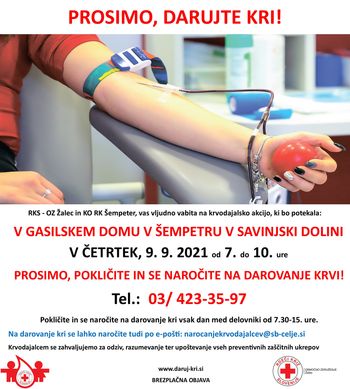 Potrebujejo kri krvnih skupin A in 0