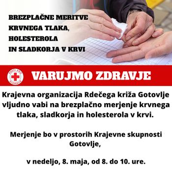 Brezplačne meritve krvnega tlaka, holesterola in sladkorja v krvi