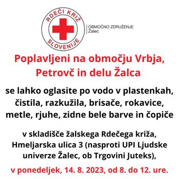 Prevzem materialne pomoči za poplavljene v Petrovčah, Vrbju in delu Žalca!