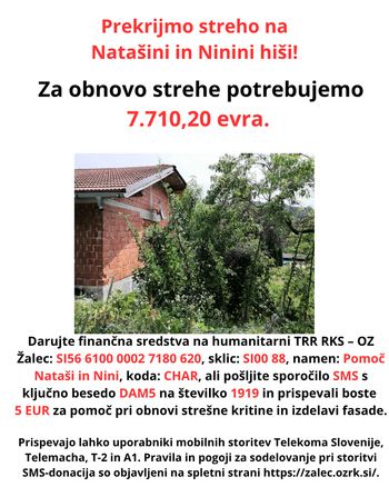 Natašina in Ninina hiša potrebuje novo streho in fasado