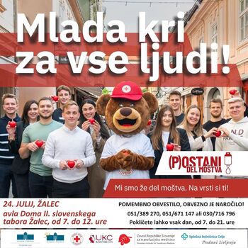 Krvodajalska akcija v Domu II. slovenskega tabora Žalec, v četrtek, 24. 7. 2025, od 7. do 12. ure!