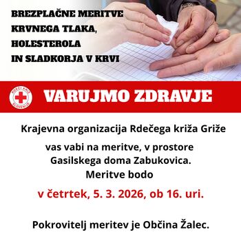Meritve krvnih vrednosti v Zabukovici, 5. 3. 2026, ob 16. uri!