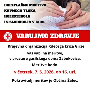 Meritve v gasilskem domu Zabukovica, v četrtek, 7. maja, ob 16. uri!