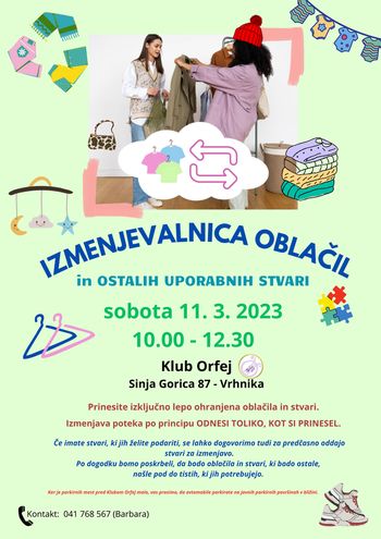IZMENJEVALNICA OBLAČIL in drugih uporabnih stvari