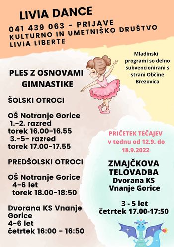 Plesni tečaj z osnovami gimnastike - 4.- 6. let 
