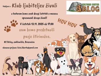 Klub ljubiteljev živali - pridruži se nam na srečanjih!