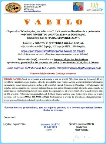 7. ODPRTO PRVENSTVO LOGATCA 2024 in POKAL SLOVENIJE V PRSTOMETU