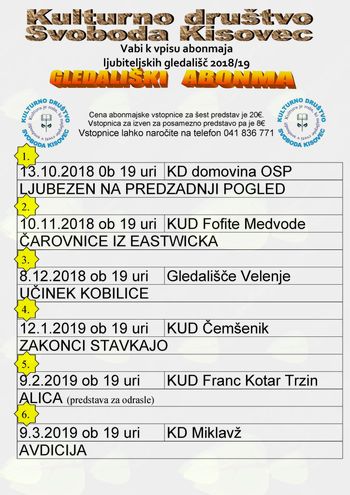 Prva gledališka predstava v sezoni 2018/2019