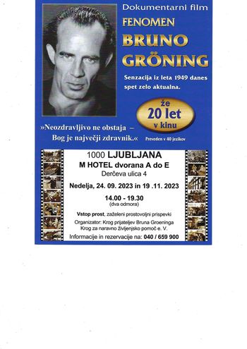  Dokumentarna filma v letu 2023: Fenomen Bruno Groening ob 20 letnici in Fenomen ozdravitev