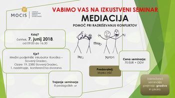 MEDIACIJA - POMOČ PRI RAZREŠEVANJU KONFLIKTOV