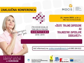 ZAKLJUČNA KONFERENCA -  Pridobivanje temeljnih in poklicnih kompetenc (2016–2019) na Koroškem