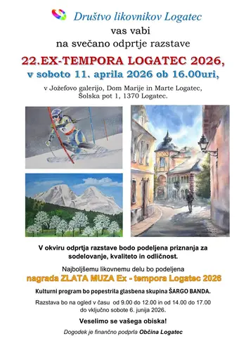 Vabilo k ogledu razstave likovnih del 22. Extempora Logatec 2026