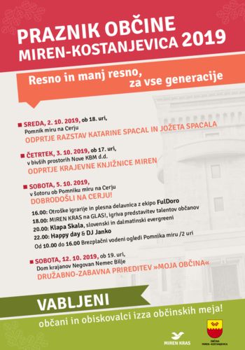 BREZPLAČEN  PREVOZ NA CERJE: OBČINSKI PRAZNIK 2019