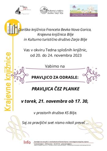 PRAVLJICA ZA ODRASLE:     PRAVLJICA ČEZ PLANKE