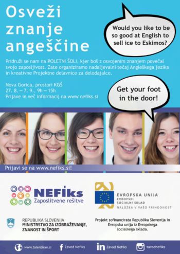 POLETNA ŠOLA Z ZAVODOM NEFIKS - OSVEŽI ZNANJE ANGLEŠČINE