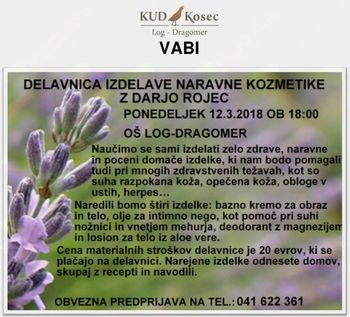 Delavnica izdelovanja naravne kozmetike