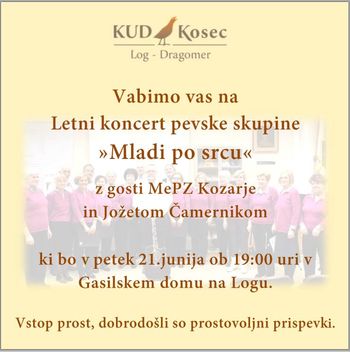 Letni koncert pevske skupine "Mladi po srcu"