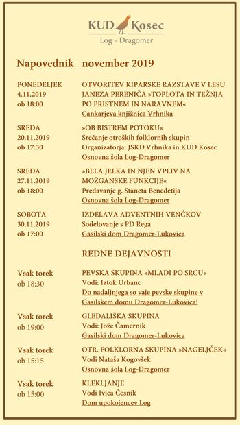 KUD KOSEC v novembru 2019
