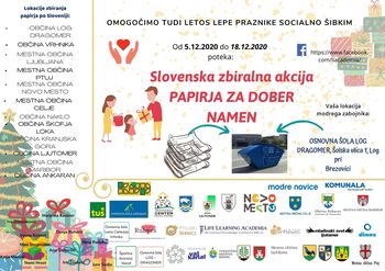 SLOVENSKA AKCIJA ZBIRANJA STAREGA PAPIRJA ZA SOCIALNO ŠIBKE DRUŽINE