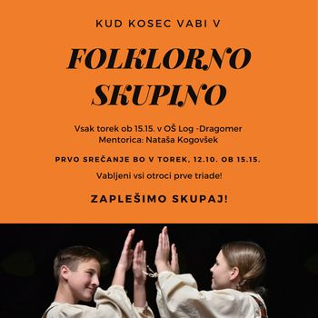 KUD Kosec vabi otroke prve triade, da se priključijo otroški folklorni skupini "Nageljček"