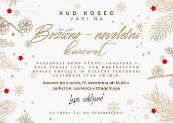 Božično novoletni koncert v cerkvici sv. Lovrenca v Dragomerju