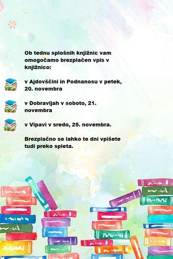 Brezplačen vpis v Lavričevo knjižnico